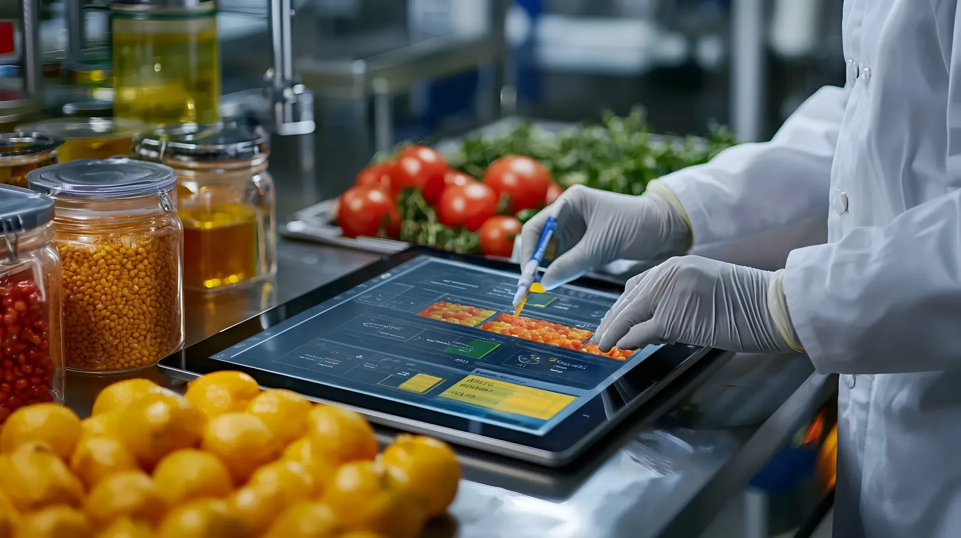 Food production line with quality monitoring