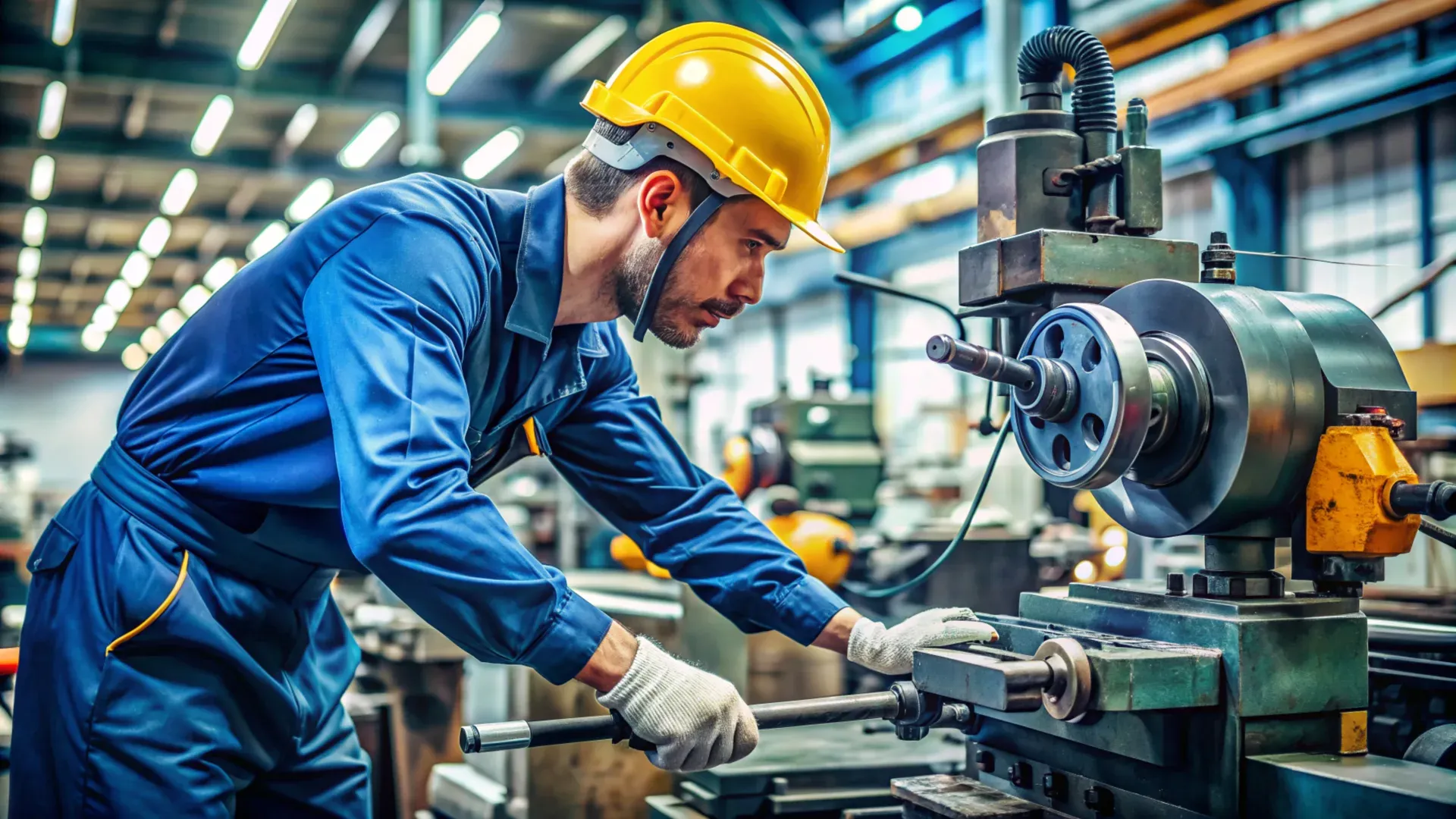 Factory employee working in metal manufacturing